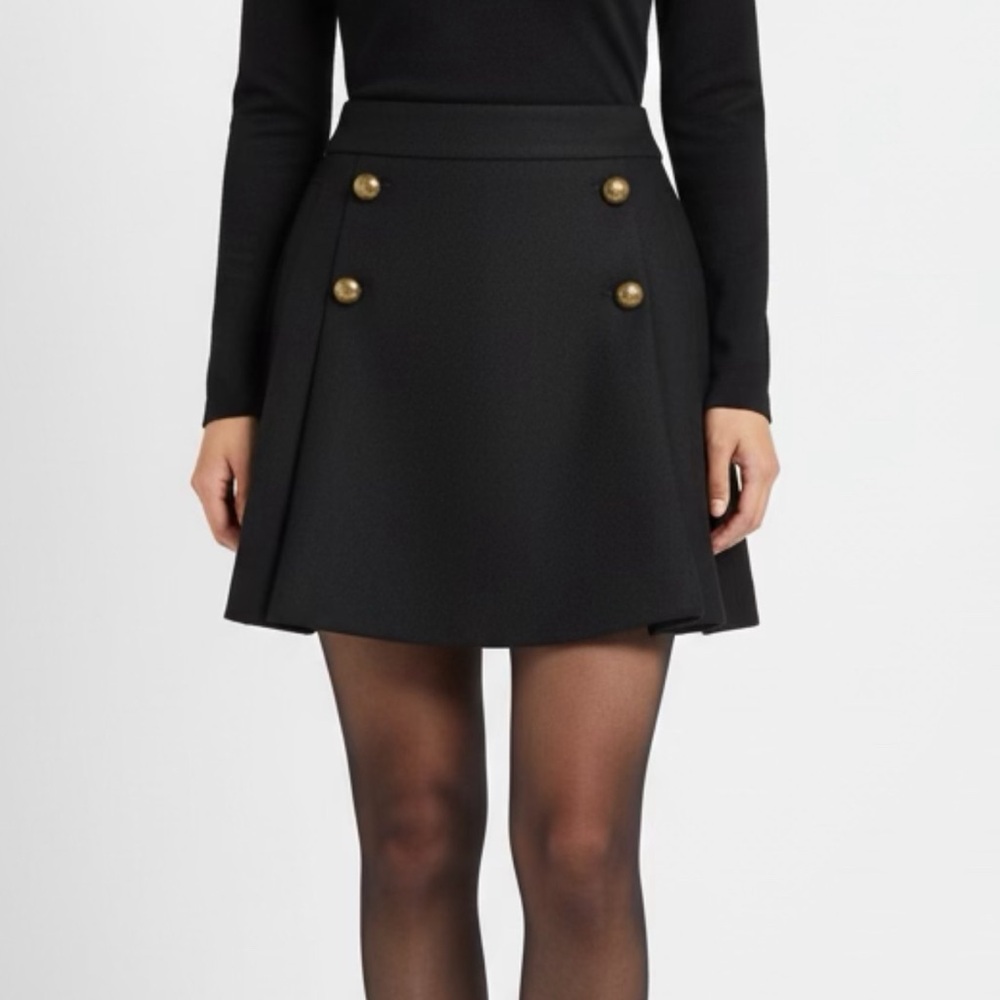 Express Black Mini Skirt with Gold Buttons